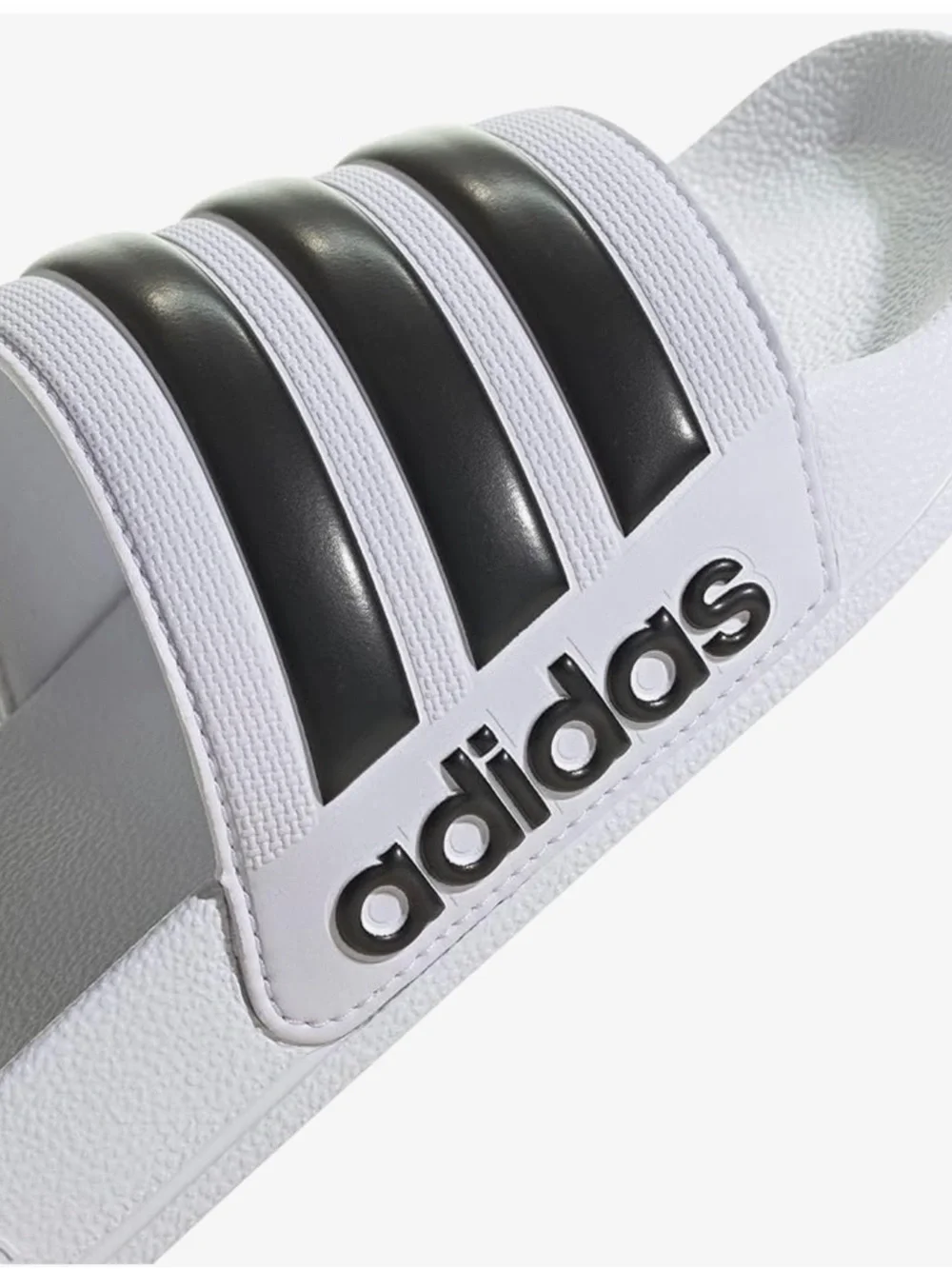 adidas White Slide with Black Three-Stripes